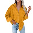 thumbnail image 1 of gakvbuo Shacket Jacket Women Plus Size Cardigan Solid Color Loose Bat Sleeve Waffle Knitted Button Down Urtleneck Sweatshirt Lapel Corduroy Jacket Outwears, 1 of 7