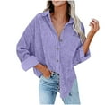 thumbnail image 1 of gakvbuo Shacket Jacket Women Plus Size Cardigan Solid Color Loose Bat Sleeve Waffle Knitted Button Down Urtleneck Sweatshirt Lapel Corduroy Jacket Outwears, 1 of 8