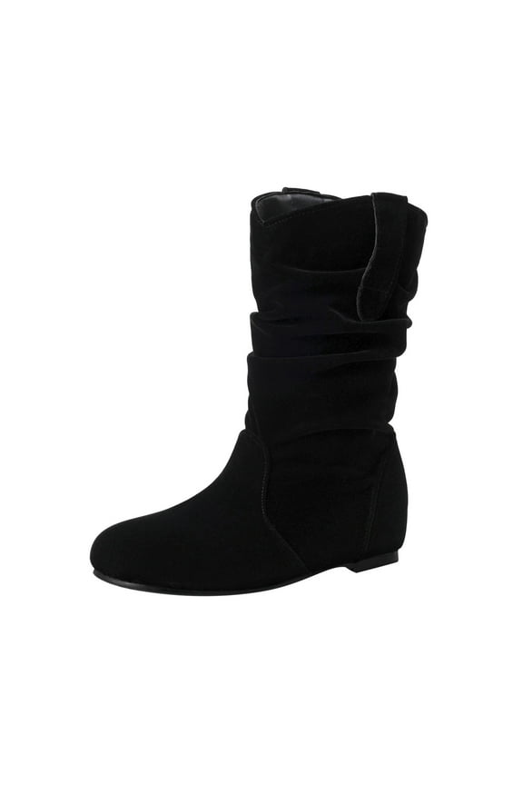 Short Boots For Women Current Season Winter Elevated Wedge Heel Mid Heel Wide Mouth Up Mid Sleeve Fashion Boots