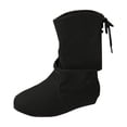 thumbnail image 1 of gakvbuo Short Boots For Women Short Boots Women's Fashionable And Casual Winter Short-Tube Pleated Pile Boots Solid Color Round Toe Lace-Up Flat Ankle Boots, 1 of 9