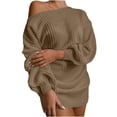 thumbnail image 1 of gakvbuo Off Shoulder Sweater Dress For Women Fall Fashion 2023 Oversized Knit Dress Chunky Pullover Jumper Long Sleeve Crewneck Sexy Loose Pullover Knit Sweater Tops, 1 of 4