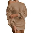 thumbnail image 1 of gakvbuo Off Shoulder Sweater Dress For Women Fall Fashion 2023 Oversized Knit Dress Chunky Pullover Jumper Long Sleeve Crewneck Sexy Loose Pullover Knit Sweater Tops, 1 of 3