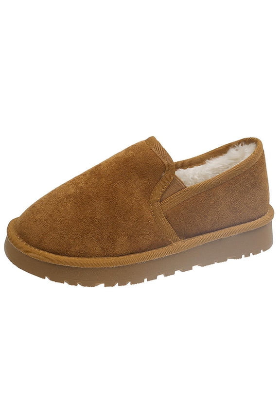 Snow Boots For Women Ankle Boots Women's Fashionable Casual Winter Versatile Plus Velvet Moccasins Buckled Low Heel Comfortable Flat Shoes
