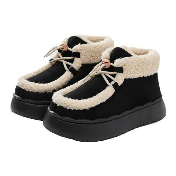 gakvbuo Snow Boots For Women Ankle Boots Women's Large Size Thick-Soled Snow Boots Plus Velvet Casual Warm High-top Shoes