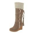 thumbnail image 1 of gakvbuo Snow Boots For Women Mid-Calf Boots Women's Large-size Fringe Back Zipper Mid-calf Boots Non-slip Chunky Heel Snow Boots, 1 of 8