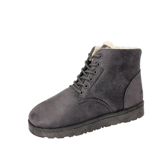gakvbuo Snow Boots For Women Short Boots Large Solid Color Women's Cotton Boots Lace Up Short Boots Warm Snow Boots
