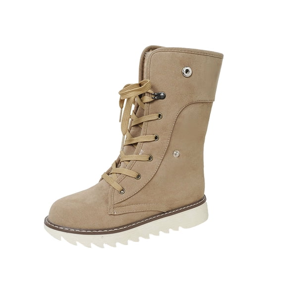 gakvbuo Snow Boots For Women Short Boots Low-heeled Nubuck Leather Thick Mid-calf Snow Boots/Cotton Shoes