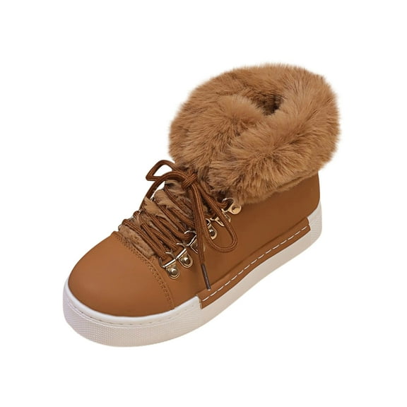 gakvbuo Snow Boots For Women Short Boots Winter Short Long Furred Flanged Snow Boots