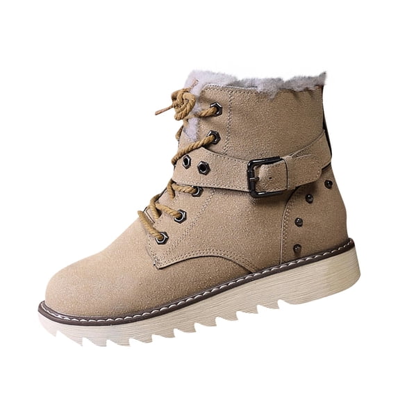 gakvbuo Snow Boots For Women Short Boots Women's Versatile Cool Outdoor Lightweight Thick-Soled Lace-Up Shoes Large Size Fall And Winter Comfortable Snow Warm Boots