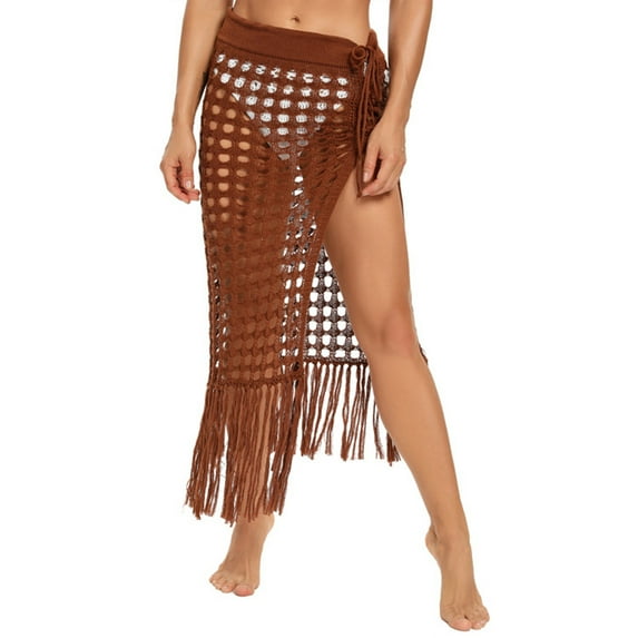 gakvbuo Summer Beach Cover Up Dress For Women Swimwear Bikini Bathing Suit Coverups Women Solid Swimsuit Bohemian Hollow Weave Tassels Cover Up Bikini Swimwear Beach Cover-Ups Wrap Skirt