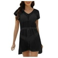 thumbnail image 1 of gakvbuo Summer Beach Cover Up Dress For Women Swimwear Bikini Bathing Suit Coverups Women's Fashion Round Neck Short Sleeve Loose Hollowed Out Beach Swimsuit Blouse, 1 of 5