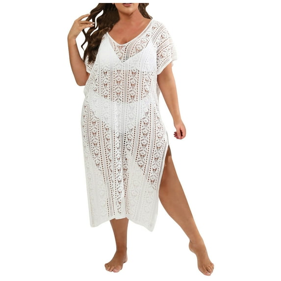 gakvbuo Summer Beach Cover Up Dress For Women Swimwear Bikini Bathing Suit Coverups Women’s Plus Bathing Suit Cover Up For Beach Pool Swimwear Crochet Dress