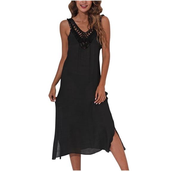 gakvbuo Summer Beach Cover Up Dress For Women Swimwear Bikini Crochet Bathing Suit Coverups Women's Beach Skirt Hand Hook Panel Tank Skirt Sexy Backless Top