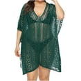 thumbnail image 1 of gakvbuo Summer Beach Cover Up Dress For Women Swimwear Bikini Bathing Suit Coverups Women's Fashion Round Neck Short Sleeve Loose Hollowed Out Beach Swimsuit Blouse, 1 of 4