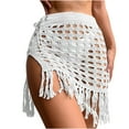 thumbnail image 1 of gakvbuo Summer Beach Cover Up Dress For Women Swimwear Bikini Bathing Suit Coverups Women's Hollow Out Knitted Skirt Perspective Split Tassel Half Length Short Skirt Beach Cover, 1 of 3