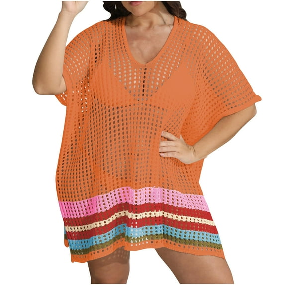 gakvbuo Summer Beach Cover Up Dress For Women Swimwear Bikini Bathing Suit Coverups Women’s Plus Bathing Suit Cover Up For Beach Pool Swimwear Crochet Dress