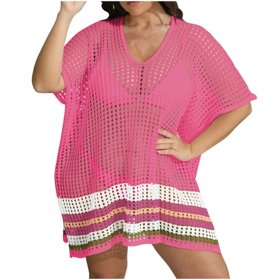 gakvbuo Summer Beach Cover Up Dress For Women Swimwear Bikini Bathing Suit Coverups Women’s Plus Bathing Suit Cover Up For Beach Pool Swimwear Crochet Dress