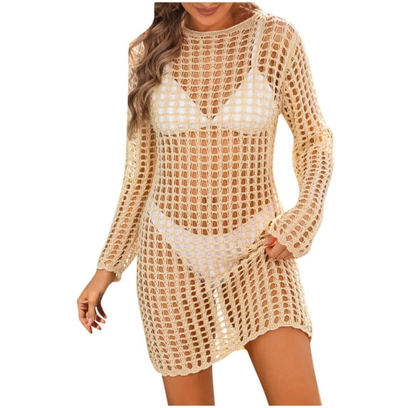 gakvbuo Summer Beach Cover Up Dress For Women Swimwear Bikini Bathing Suit Coverups Women’s Bathing Suit Cover Up For Beach Pool Swimwear Crochet Dress