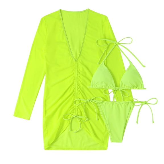 gakvbuo Summer Beach Cover Up Dress For Women Swimwear Bikini Bathing Suit Coverups Women's Sexy High Breast Solid Bikini Set One-Piece Swimsuit Sets