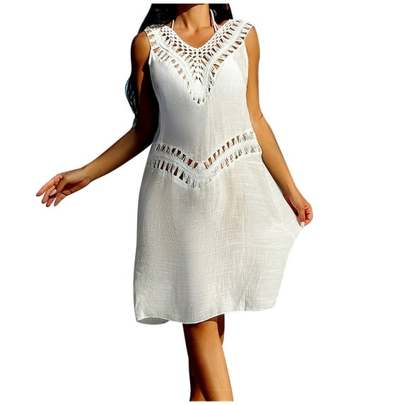 gakvbuo Summer Beach Cover Up Dress For Women Swimwear Bikini Crochet Bathing Suit Coverups Womens Bathing Suit Bikini Swimsuit Coverup Beach Crochet Loose Hollow Out Coverup Skirt