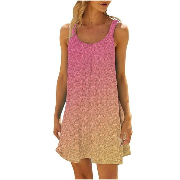 gakvbuo Summer Beach Cover Up Dresses For Women Casual Crew Neck T Shirt Dress Sleeveless Sundress Tank Mini Dress