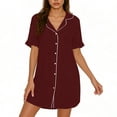 thumbnail image 1 of gakvbuo Summer Button Down Shirt Dress for Women Homecoming Pajama Nightgown Dresses Solid Color Short Sleeve V-Neck Turndow Collared Sleeping Mini Dress Long Night Skirt,S-31XL, 1 of 7