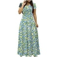 thumbnail image 1 of gakvbuo Summer Dress For Women Maxi Dress T-Shirt Dress Ladies Women Short Sleeve Round-Neck Dress Printed Long Dresses Pocket, 1 of 5