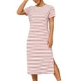 thumbnail image 1 of gakvbuo Summer Dress For Women Maxi Dress T-Shirt Dress Women Pocket Casual Solid Round Neck Short Sleeve Long Dress, 1 of 6