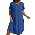 thumbnail image 1 of gakvbuo Summer Dress For Women Mini Dress T-Shirt Dress Women's Temperament Solid Color Short Sleeve Square Neck Cake Dress, 1 of 9
