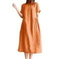 thumbnail image 1 of gakvbuo Summer Dress For Women T-Shirt Dress Women's Solid Color Round Neck Loose Short Sleeve Dress, 1 of 6