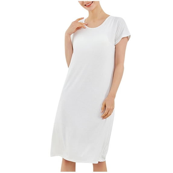 gakvbuo Summer Dress for Women 2025 Homecoming Dresses Women's Round Neck Solid Color With Chest Cushion Loose And Comfortable Plus Size Home Skirt