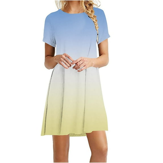 gakvbuo Summer Dresses For Women 2023 Casual Plus Size T-Shirt Dress Floral Short Sleeves Loose Flowy Sundresses Swing Boho Beach Cover Up