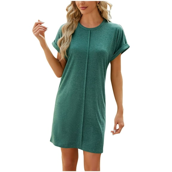 gakvbuo Summer Dresses For Women 2024 Vacation Trendy Beach Dresses Women's Summer Solid Lace V-neck Short Sleeve Solid T-shirt Top