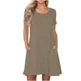 thumbnail image 1 of gakvbuo Summer Dresses For Women 2025 Mini Dress Casual T Shirt Dress Crewneck Short Sleeve Knee Length Beach Vacation Sundress With Pockets, 1 of 6