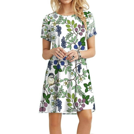 gakvbuo Summer Dresses For Women Plus Size Dress Casual Printed Tshirt Dresses Loose Short Sleeve Boho Beach Dress Crew Wedding Guest Dresses Sundresses Club Dresses