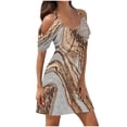 thumbnail image 1 of gakvbuo Summer Savings Clearance Summer Dresses For Women Plus Size Dress Beach Casual Dress Cold Shoulder Floral Print Mini Dress Party Swing Flowy Dress With Pocket, 1 of 4