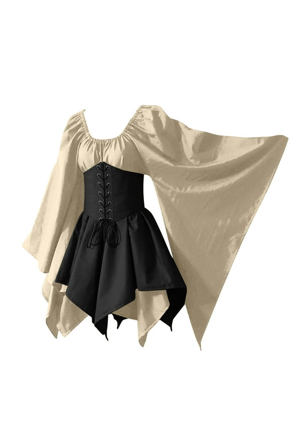 Summer Dresses for Women Womens Medieval Dress,Women'S Vintage Celtic Medieval Floor Length Renaissance Gothic Cosplay Dress