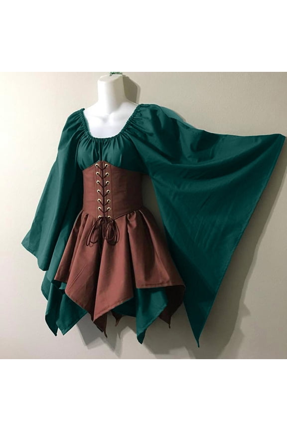 Summer Dresses for Women Womens Medieval Dress,Women'S Vintage Celtic Medieval Floor Length Renaissance Gothic Cosplay Dress