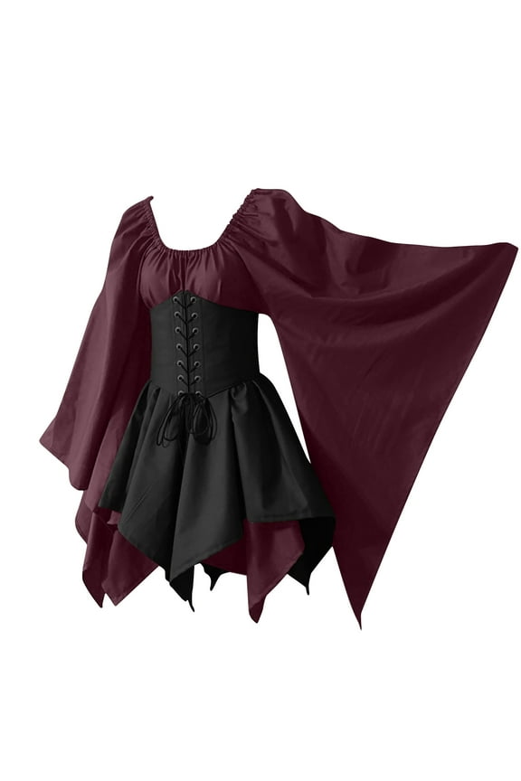 Summer Dresses for Women Womens Medieval Dress,Women'S Vintage Celtic Medieval Floor Length Renaissance Gothic Cosplay Dress