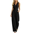 thumbnail image 1 of gakvbuo Summer Jumpsuits For Women Casual Dressy Sleeveless Suspender Romper Solid Color V-Neck Wide-Leg Pants High Waist Long Pants With Pocket, 1 of 7