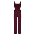 thumbnail image 1 of gakvbuo Summer Jumpsuits Overalls Romper Playsuit Suspender Trousers for Women Summer Casual Gathered Jumpsuit Neck Work Jumpsuit Sleeveless Wide Leg Pants, 1 of 5