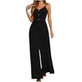 thumbnail image 1 of gakvbuo Summer Jumpsuits Overalls Romper Playsuit Suspender Trousers for Women's Fashion Solid Color Sling Shoulder Straps Are Adjustable Button Wide-Leg Pants Jumpsuit, 1 of 6