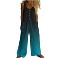 thumbnail image 1 of gakvbuo Summer Jumpsuits Overalls Romper Playsuit Suspender Trousers for Women's Printed Summer Round-neck Button-pocket Sleeveless Casual Jumpsuit, 1 of 4