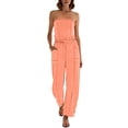 thumbnail image 1 of gakvbuo Summer Jumpsuits Womens Casual Strapless Overalls Romper Playsuit Suspender Trousers Off The Shoulder Sleeveless Outfits With Pockets, 1 of 8