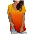 thumbnail image 1 of gakvbuo Summer Plus Size Summer Tops for Women Tops Dressy Casual Trendy V Neck T Shirts Rolled Short Sleeve Tie Dye Gradient Printed Side Split Blouse Tee, 1 of 5