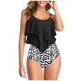 thumbnail image 1 of gakvbuo Summer Savings Bikini Sets For Women Tankini Swimsuits Ruffled Flounce Tank Top High Waisted Bottom Tummy Control Floral Modest Swimwear Bohemia Bikini 2 Piece Bathing Suits, 1 of 4