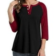 thumbnail image 1 of gakvbuo Plus Size Buttons Down Shirts For Women 3/4 Sleeve Henley Tops Casual Loose Summer Button-Up Shirts V-Neck Pullover Tunics Tops, 1 of 9