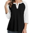 thumbnail image 1 of gakvbuo Plus Size Buttons Down Shirts For Women 3/4 Sleeve Henley Tops Casual Loose Summer Button-Up Shirts V-Neck Pullover Tunics Tops, 1 of 9