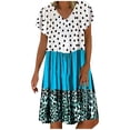 thumbnail image 1 of gakvbuo Summer Savings Clearance Summer Dresses For Women 2023 plus size dress for women sundresses Women Casual Short Sleeve V-Neck Parchwork Printed Loose Mini Dress, 1 of 5