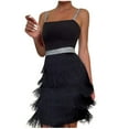 thumbnail image 1 of gakvbuo Summer Savings Clearance Summer Dresses For Women 2023 plus size dress for women sundresses Women'S Square Neck Tassel Sleeveless Zipper Solid Mini Dress Party Dress Formal Dress, 1 of 9